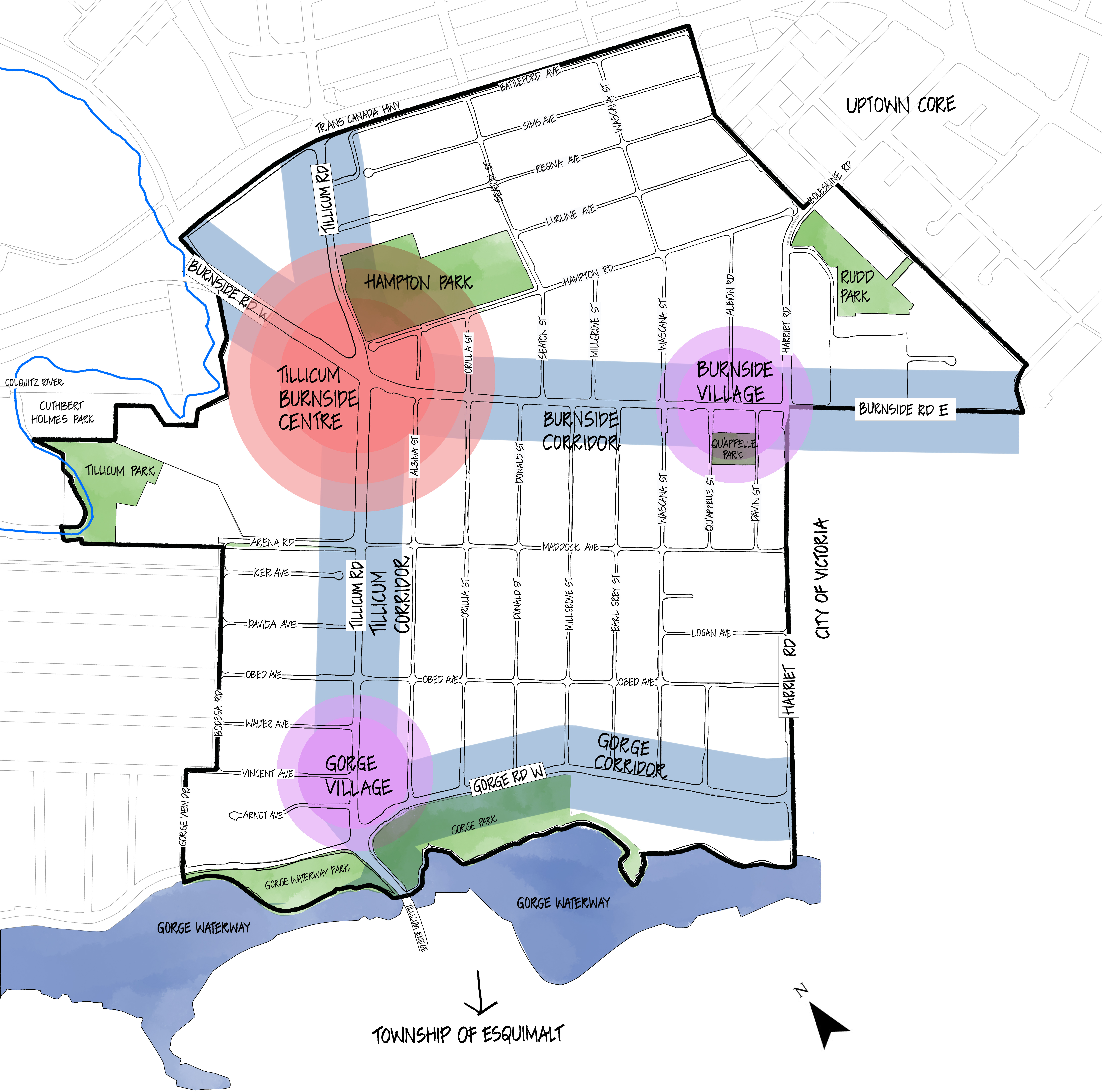 Figure 1: Tillicum Burnside Plan – Centre, Corridor and Village Areas